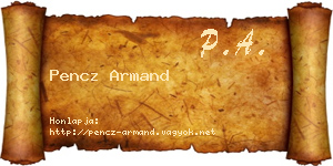 Pencz Armand névjegykártya